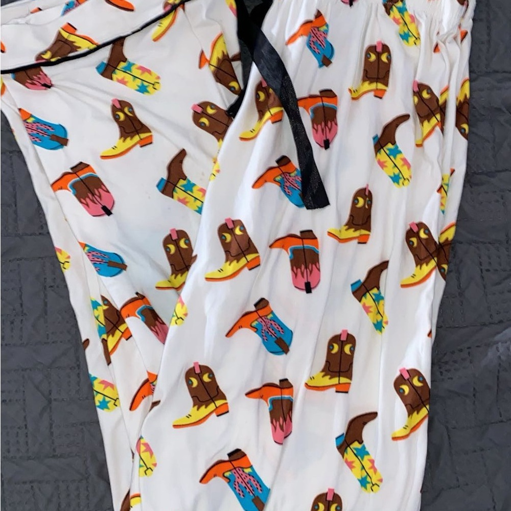 Colorful Cowboy Boot Print Pants